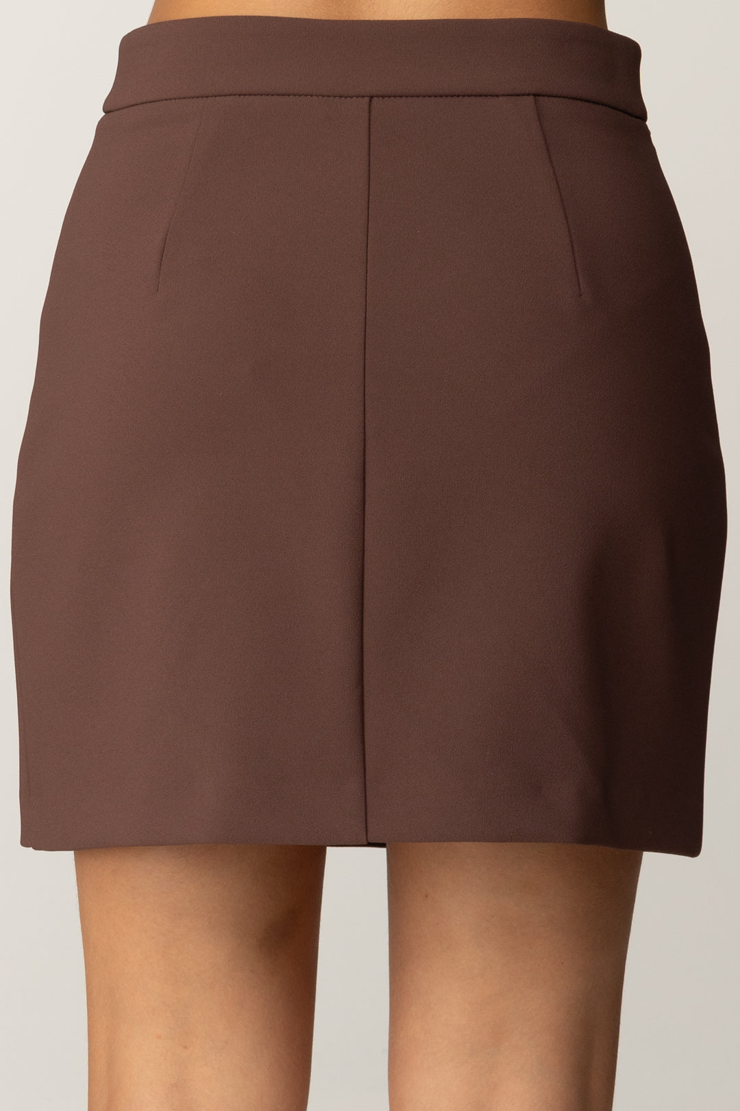 Elisabetta Franchi Minigonna In Doppio Crepe con Dettagli Zip GO13156E2 COFFEE