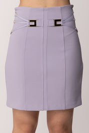 Elisabetta Franchi Minigonna In Doppio Crêpe Stretch con Elastici GO16761E2 LILLA