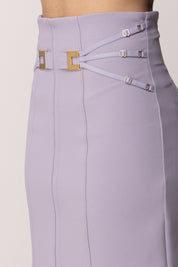 Elisabetta Franchi Minigonna In Doppio Crêpe Stretch con Elastici GO16761E2 LILLA