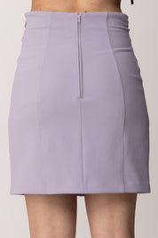 Elisabetta Franchi Minigonna In Doppio Crêpe Stretch con Elastici GO16761E2 LILLA