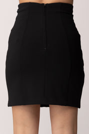 Elisabetta Franchi Minigonna In Doppio Crêpe Stretch con Elastici GO16761E2 NERO