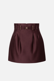 Elisabetta Franchi Minigonna In Duchesse con Elastici GO18962E2 CACAO