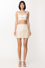 Elisabetta Franchi Minigonna In Ecopelle con Frange GO02232E2 BURRO