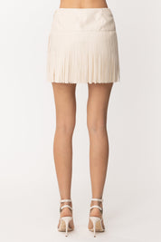 Elisabetta Franchi Minigonna In Ecopelle con Frange GO02232E2 BURRO