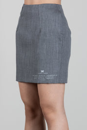 Elisabetta Franchi Minigonna In Lana con Stampa Logo GO23667E2 GRIGIO MELANGE