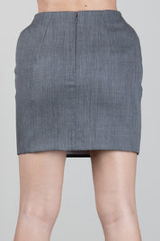 Elisabetta Franchi Minigonna In Lana con Stampa Logo GO23667E2 GRIGIO MELANGE