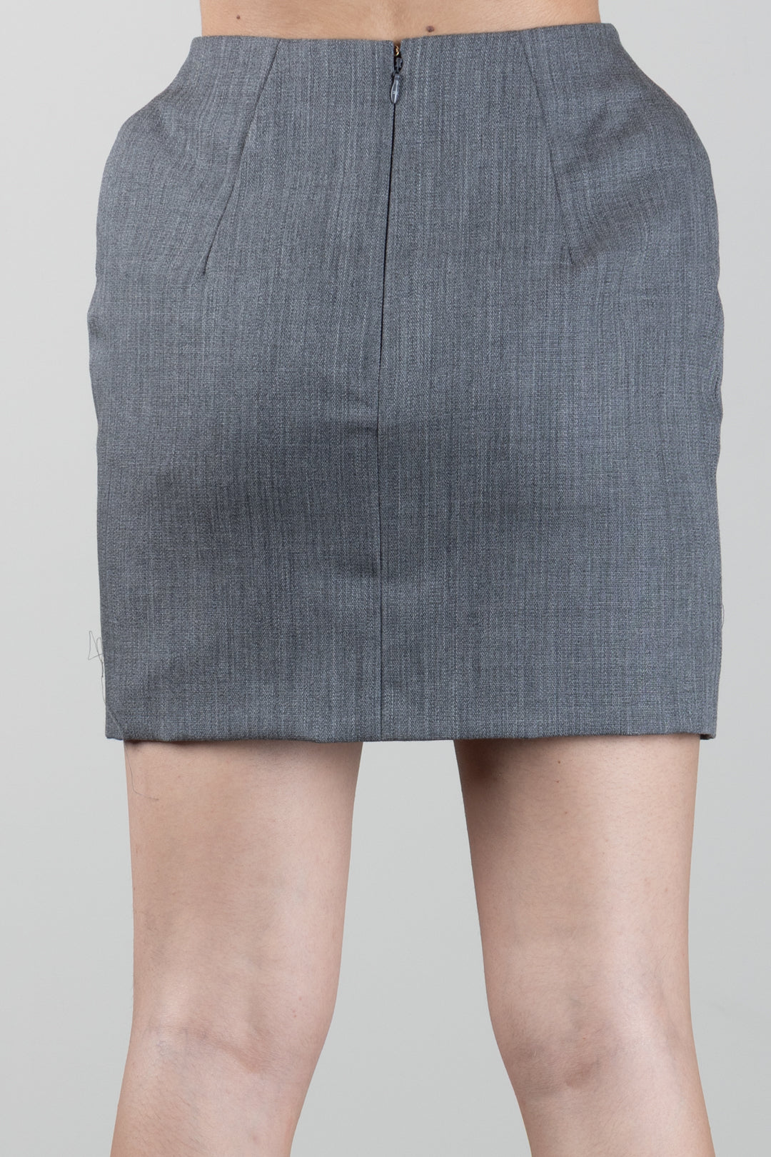 Elisabetta Franchi Minigonna In Lana con Stampa Logo GO23667E2 GRIGIO MELANGE