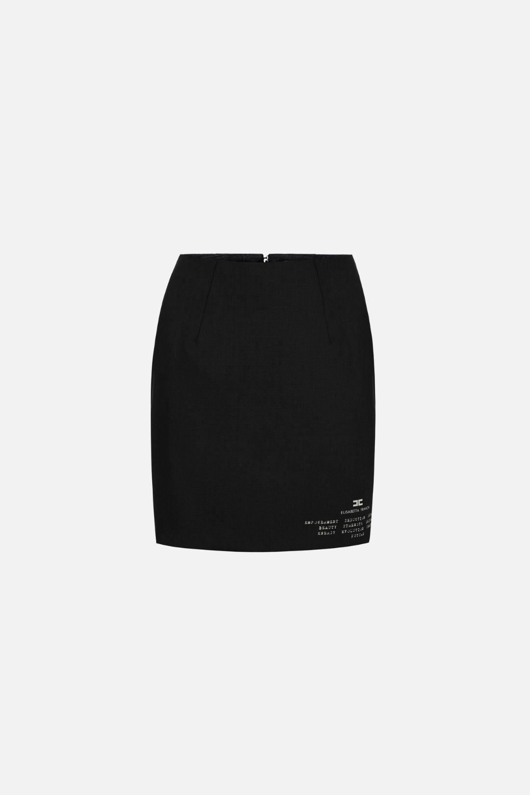 Elisabetta Franchi Minigonna In Lana con Stampa Logo GO23667E2 NERO