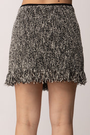 Elisabetta Franchi Minigonna In Maglia Bouclé con Orli Sfrangiati GK32R62E2 SALEPEPE/NERO