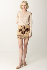 Akep Minigonna In Maglia Fantasia Etnica GOKD07059 SABBIA