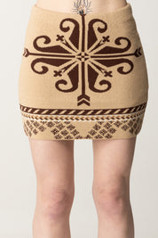 Akep Minigonna In Maglia Fantasia Etnica GOKD07059 SABBIA