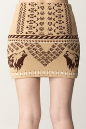 Akep Minigonna In Maglia Fantasia Etnica GOKD07059 SABBIA