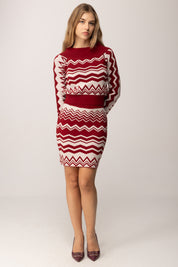 Akep Minigonna In Maglia Jacquard con Motivo Zig Zag
 GOKD11016 ROSSO