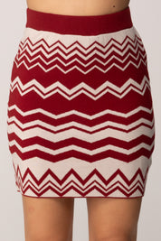 Akep Minigonna In Maglia Jacquard con Motivo Zig Zag
 GOKD11016 ROSSO