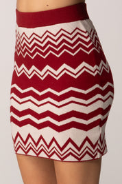 Akep Minigonna In Maglia Jacquard con Motivo Zig Zag
 GOKD11016 ROSSO