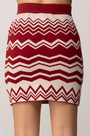 Akep Minigonna In Maglia Jacquard con Motivo Zig Zag
 GOKD11016 ROSSO