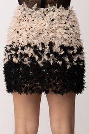 Elisabetta Franchi Minigonna In Tulle Bicolor con Ricami Floreali GO18262E2 BURRO/NERO