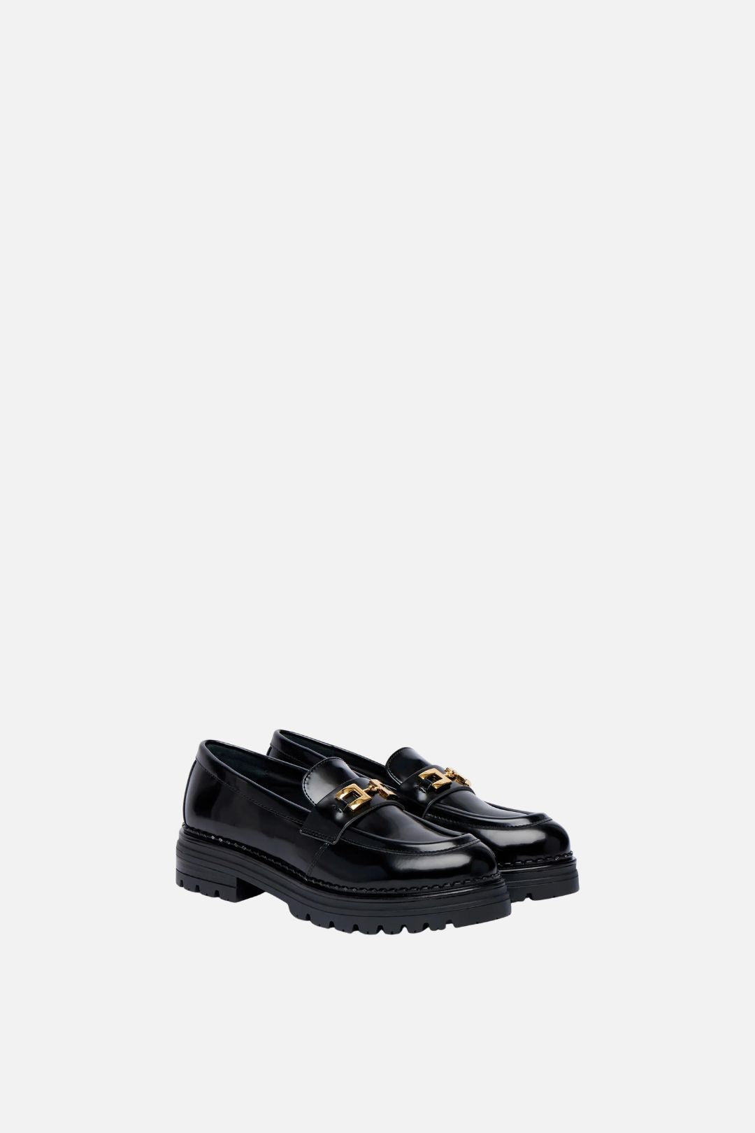 Elisabetta Franchi Bambina Mocassini Lucidi con Suola Carrarmato F4A4-E0644-1259999- NERO