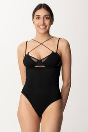 Me Fui Monokini con Cut-out e Tulle MF24-0703BK BLACK