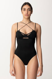 Me Fui Monokini con Cut-out e Tulle MF24-0703BK BLACK