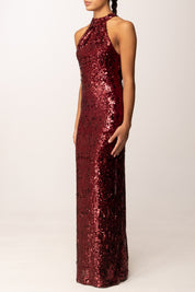 Aniye By Neck Dress Lulu con Ricamo Full Paillettes 181373 BURGUNDY