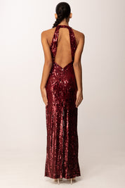 Aniye By Neck Dress Lulu con Ricamo Full Paillettes 181373 BURGUNDY