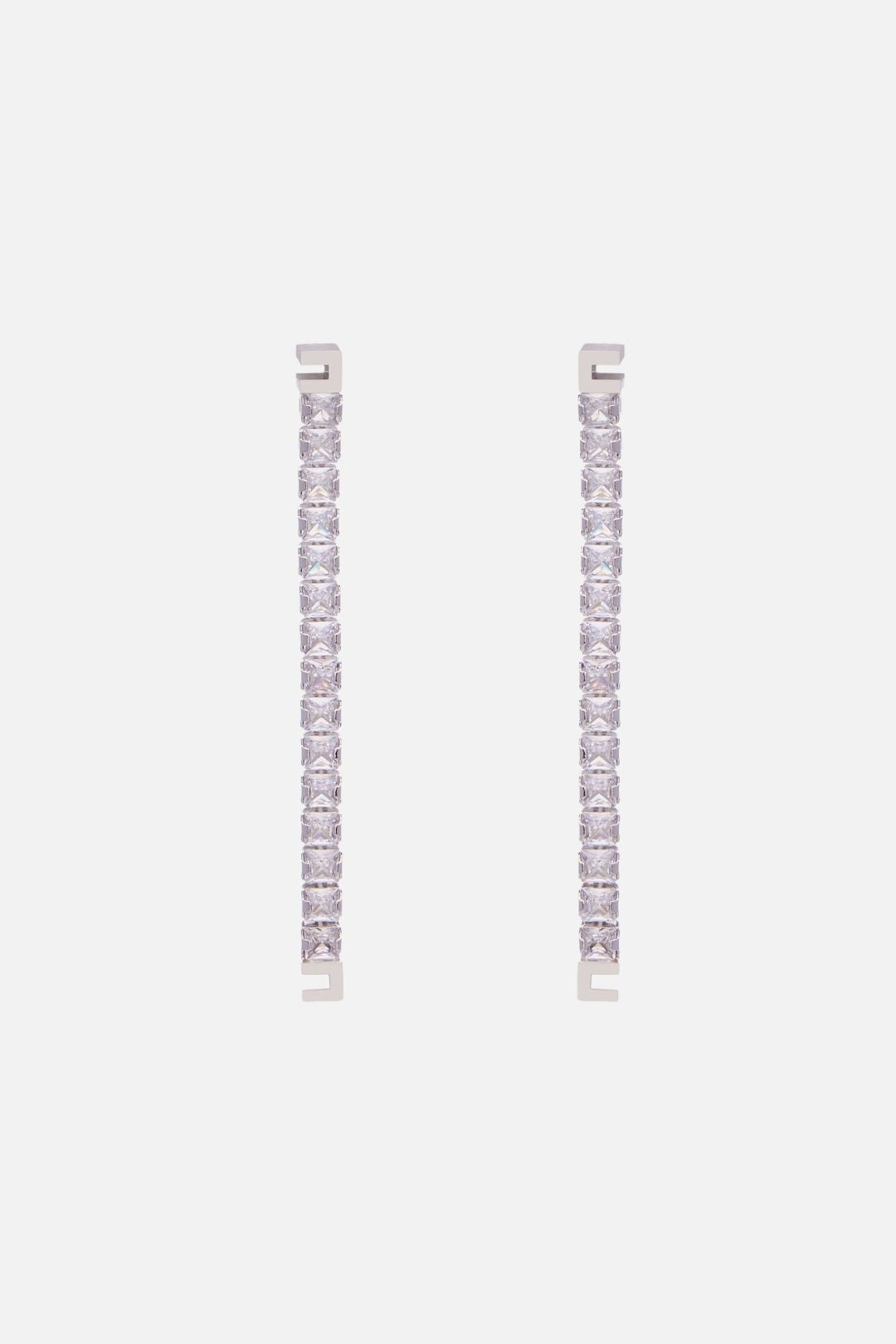 Elisabetta Franchi Orecchini con Filo Di Strass e Logo OR36A66E2 SILVER