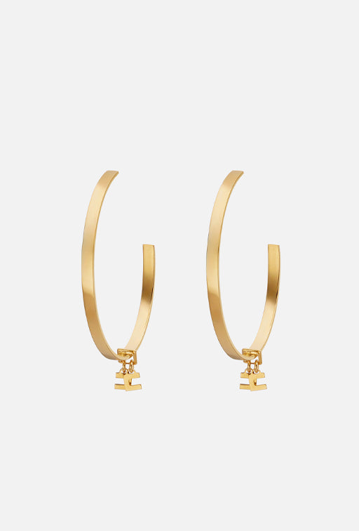 Elisabetta Franchi Orecchini In Metallo Curvi con Logo OR52K66E2 ORO GIALLO