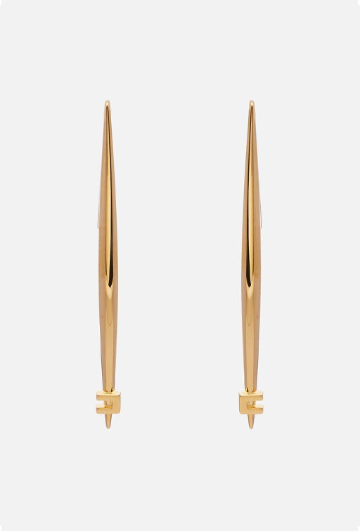 Elisabetta Franchi Orecchini Lunghi Dalla Forma Rigida e Logo OR24A66E2 ORO GIALLO