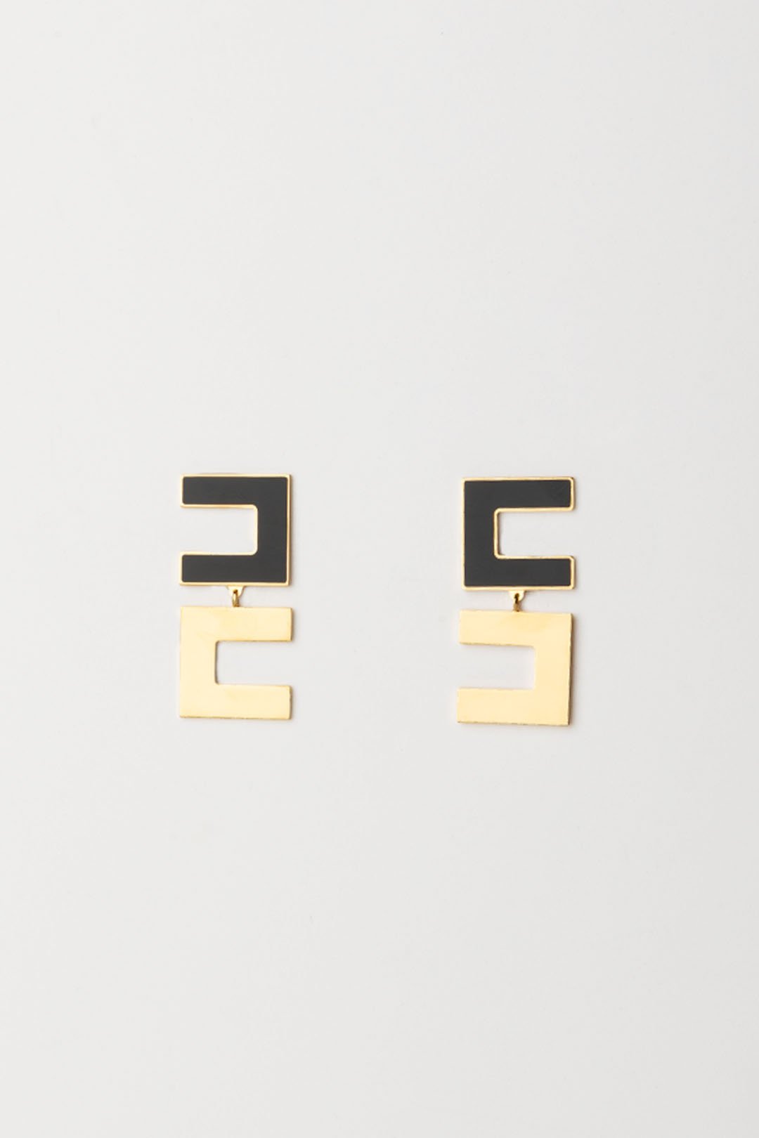 Elisabetta Franchi Orecchini Pendenti a Logo Smaltati OR57A42E2 NERO