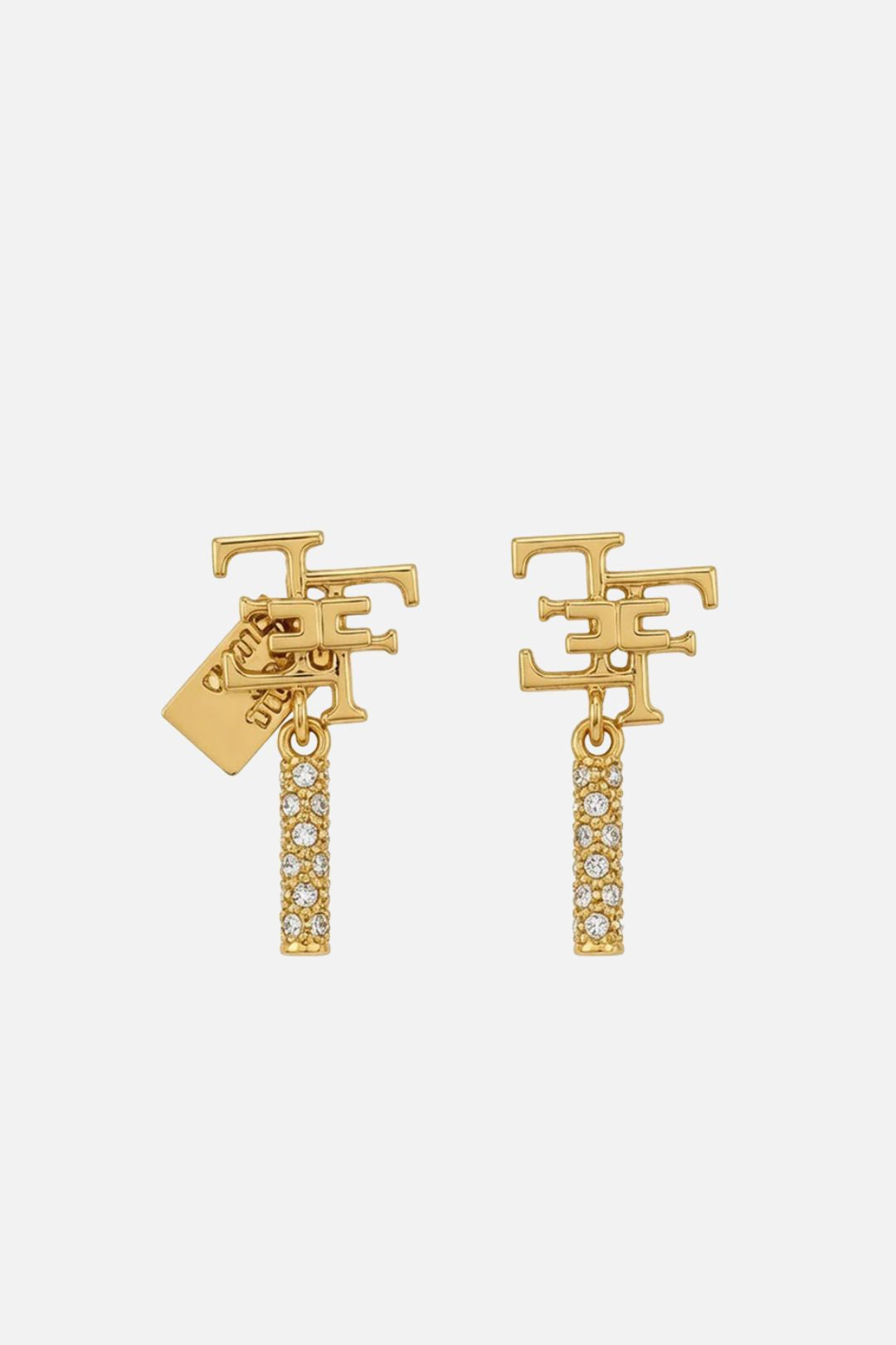 Elisabetta Franchi Orecchini Pendenti con Monogramma e Vetro Lucidato OR38A66E2 ORO GIALLO