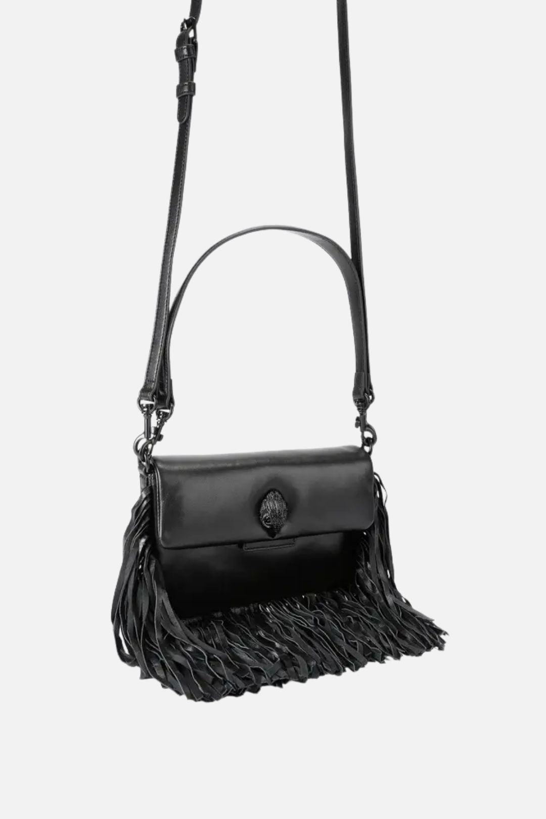 Kurt Geiger Oxford Fringe Drench Shoulder Bag In Pelle con Frange 5846300109 BLACK