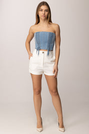 Elisabetta Franchi Pantaloncini In Crêpe Leggero SH00961E2 AVORIO