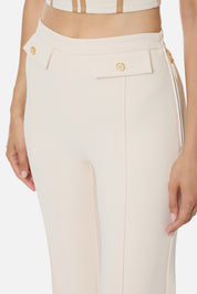 Elisabetta Franchi Pantalone a Palazzo In Doppio Crêpe PA12156E2 MILK