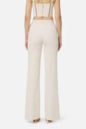 Elisabetta Franchi Pantalone a Palazzo In Doppio Crêpe PA12156E2 MILK