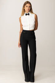 Elisabetta Franchi Pantalone a Palazzo In Doppio Crêpe PA12156E2 NERO