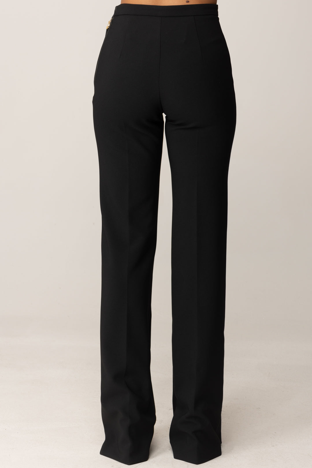 Elisabetta Franchi Pantalone a Palazzo In Doppio Crêpe PA12156E2 NERO