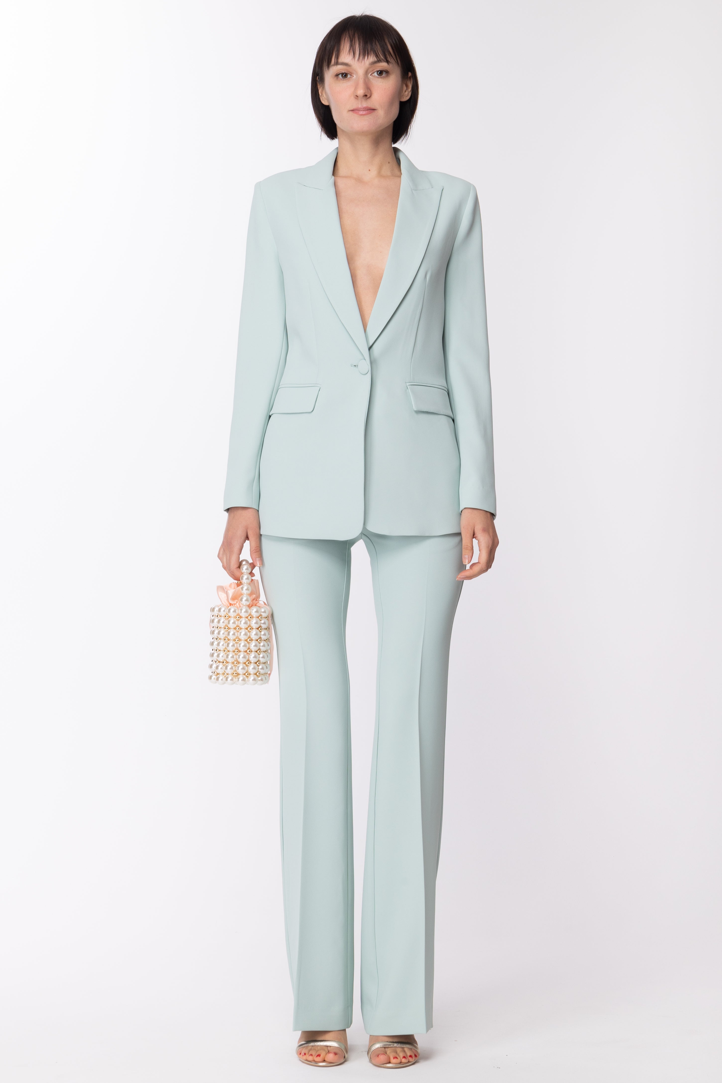 Cady Crepe Flared Trousers - Main Image