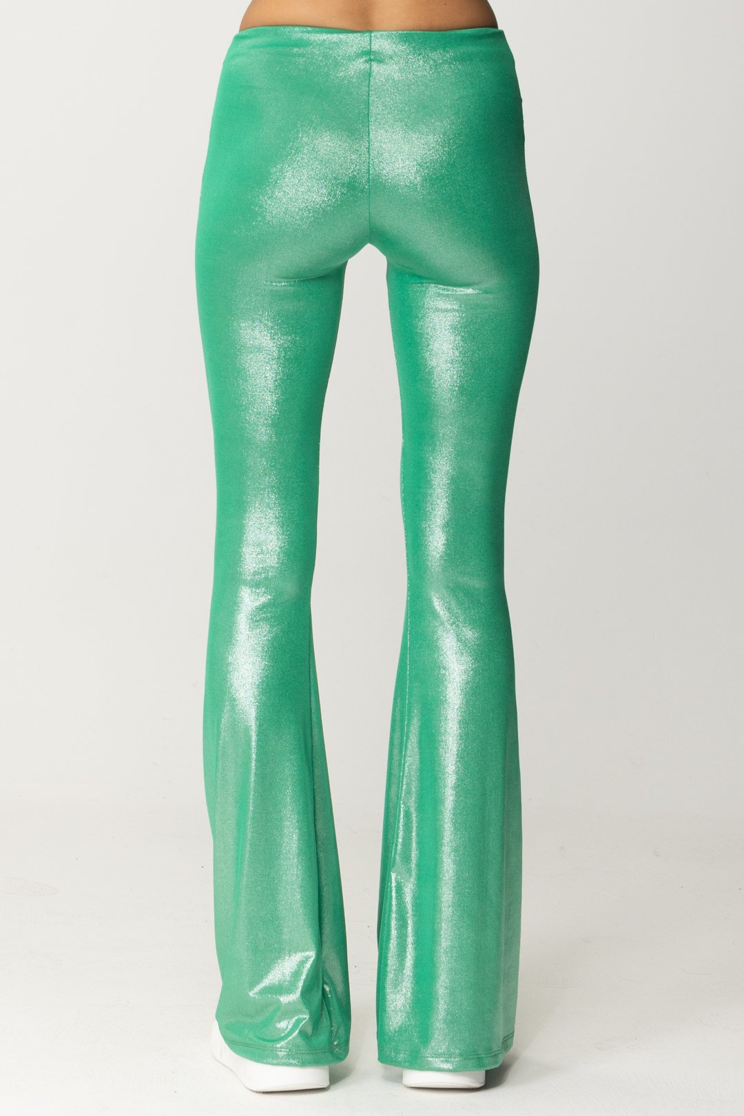 Aniye By Woman Flared Terry Pants in Laminated Jersey 185786 GREEN