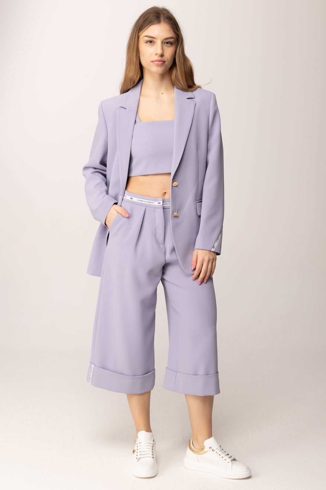 Elisabetta Franchi Bambina Pantalone Al Ginocchio con Nastro Logato EFPA3150GA022.8125