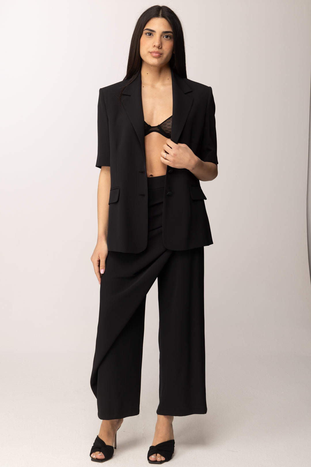 Hanita Pantalone Ampio con Drappeggio Laterale H.P6126.4558 NERO