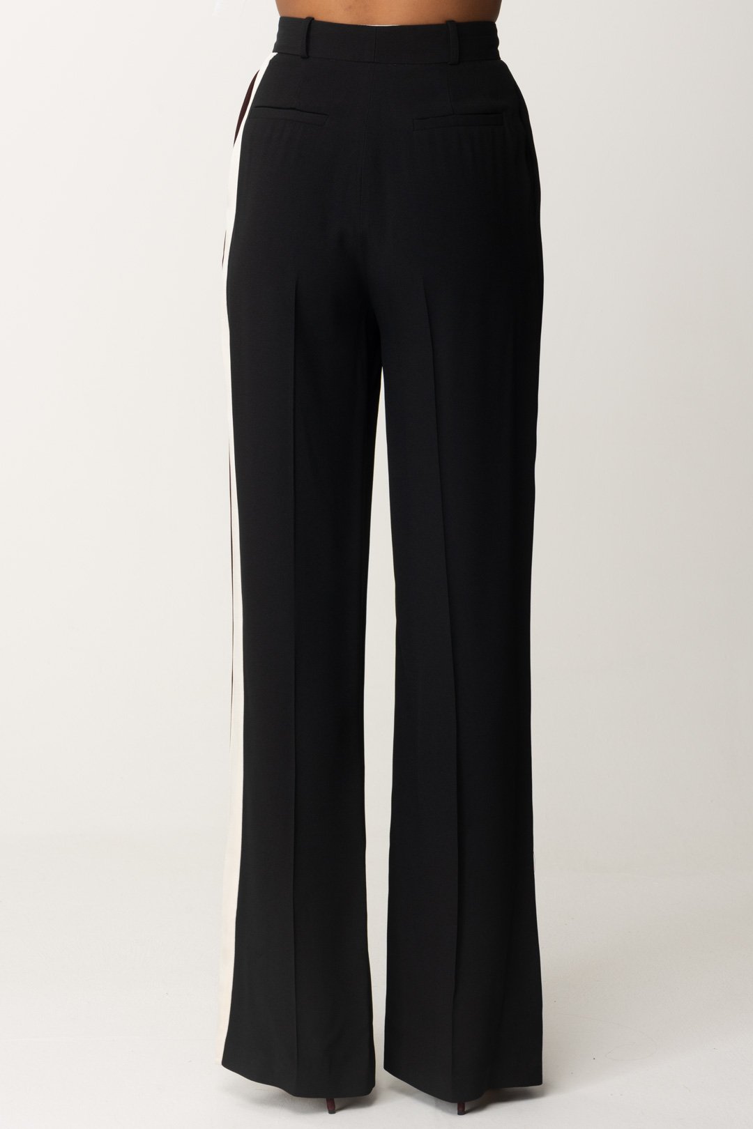 Elisabetta Franchi Pantalone Dritto In Crêpe Enver Satin PA04046E2 NERO