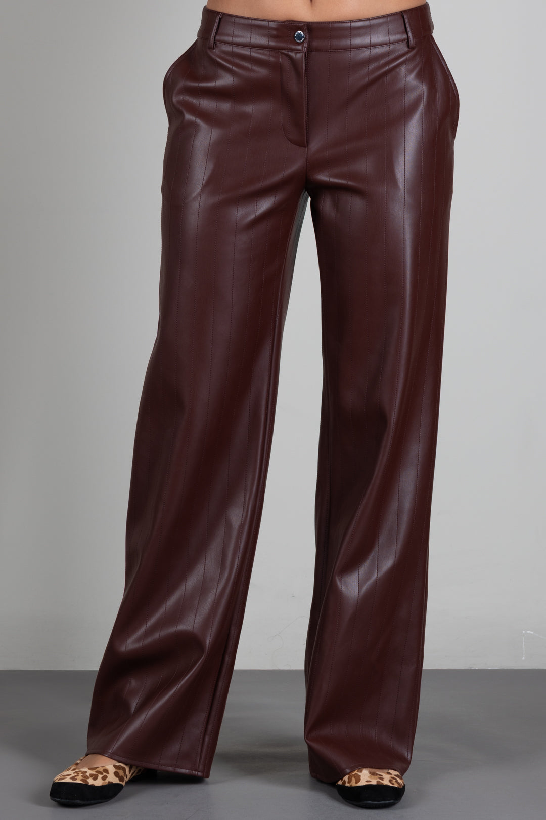 Patrizia Pepe Pantalone Dritto In Tessuto Spalmato 8P0181 E0004 WOOD BROWN