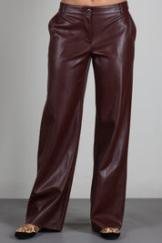 Patrizia Pepe Pantalone Dritto In Tessuto Spalmato 8P0181 E0004 WOOD BROWN