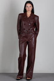 Patrizia Pepe Pantalone Dritto In Tessuto Spalmato 8P0181 E0004 WOOD BROWN