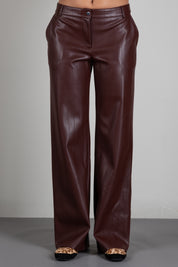 Patrizia Pepe Pantalone Dritto In Tessuto Spalmato 8P0181 E0004 WOOD BROWN