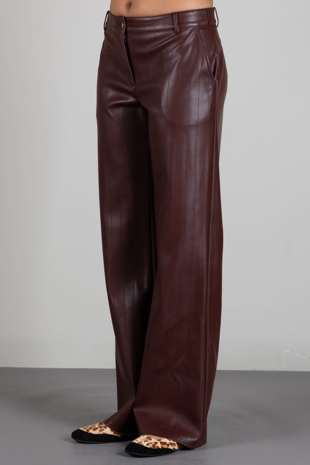 Patrizia Pepe Pantalone Dritto In Tessuto Spalmato 8P0181 E0004 WOOD BROWN