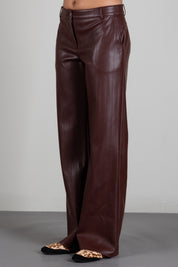 Patrizia Pepe Pantalone Dritto In Tessuto Spalmato 8P0181 E0004 WOOD BROWN