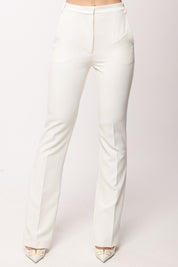 Patrizia Pepe Pantalone Dritto Strutturato In Crepe Stretch 2P1745 A737 BIANCO