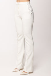 Patrizia Pepe Pantalone Dritto Strutturato In Crepe Stretch 2P1745 A737 BIANCO